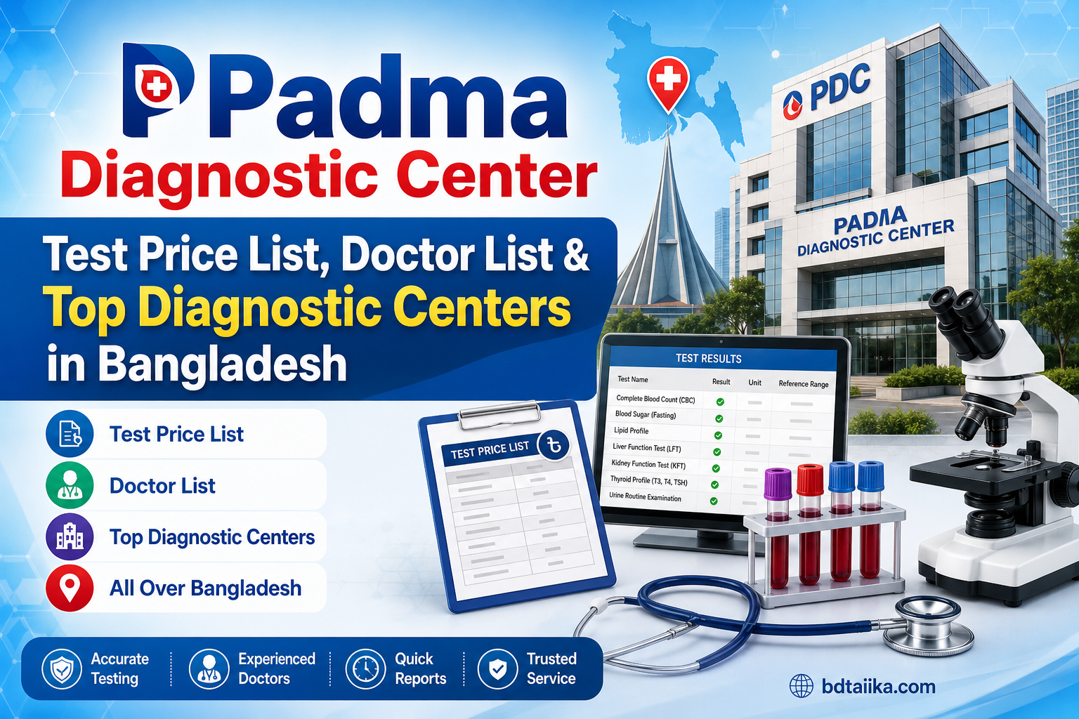 Padma Diagnostic Center Test Price List 2026 + Top 10 Diagnostic Centers in Bangladesh